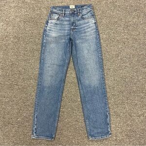 Faherty Feel Good High Rise Straight Blue Jeans Size 25 Vintage Wash